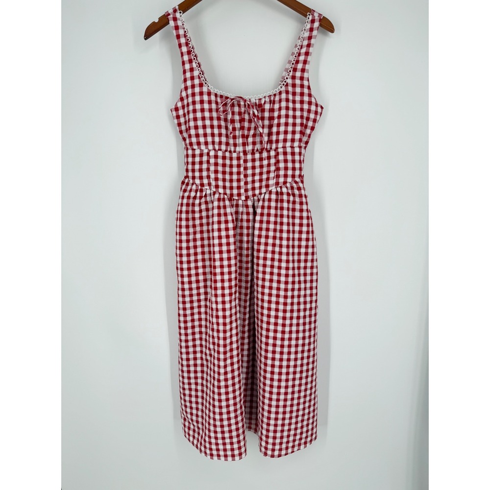 Jessica‎ Simpson Womens Dress Large Gingham Cottagecore Country Summer Milkmaid